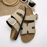 Breakj Summer New Large-Size Slippers Women With Thick-Bottomed Words Buckle Solid Color Casual Cold Slippers