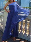 Celmia Summer Party Jumpsuit Women Elegant Chiffon Covering Casual Wide Leg Rompers Fashion One Shoulder Sleeveless
