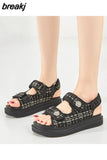 Size 35-40 Women Wedges Sandals Luxury Brand Medium Heels Summer Shoes For Women 2023 Fashion Platform Sandal