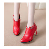 Breakj New Martin Boots Women Autumn Sharp Boots Women High Heel Shoes Autumn Leather Boots Women Fashion
