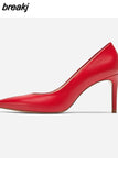 rozmiar 33-41 kobiety pompy wysokie obcasy buty damskie Pu skóra elegancka kobieta buty na obcasie Party buty damskie moda