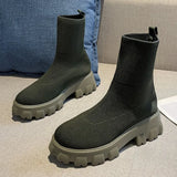 Autumn Winter New Couple Socks Shoes Women Thick-soled Casual Large Size Net Red Knitted Short Boots Women botas de
