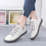 Breakj Women's Autumn And Winter 2023 New Cowhide Tight With Flat-Soled Sports Shoes Casual Single Shoes Help Small White Shoes Female