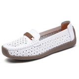 Breakj And Summer Large-Size Soft-Soled Mother Shoes Cow Skin Bean Shoes Women's Casual Shoes Flats Nurse Shoes Single Shoes Women's Working