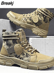 Shoes for Men 2023 Spring Fashion Lace Up Outdoor Male Booties Platform Desert Military Boots New Men's Ankle