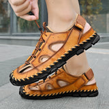 Men Summer Sandals 2023 New Casual Leather Beach Sandals Men's Shoes Free Shipping Breathable Comfortable Soft Roman Men