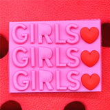 1 pcs Pink Girl Shoe Charms Rose Love Letter Pull Hook Ring Shoes Accessories Decoration Fit Croc Jibz Kids