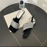 Breakj Beautiful Drag Sandals Women Wear 2025 New Water Drill With Velvet Temperament High-Heeled
