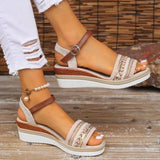 Breakj Slope Heel Sandals Women 2025 Summer New Buckle Fish Mouth Fashion