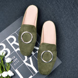 Breakj Bottom Round Half Slippers Women's Leisure Bag Head Retro Lazy Outside Wearing A Follower Muller Single Shoe Size