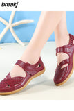 New Genuine Leather Women's Summer Sandals Cut-Outs Woman Flats Shoes Breathable Female Beach Loafers Soft Mother