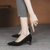 Breakj Temperament Black Large-Size High-Heeled Women 2025 New Etiquette Dress Work Shoes Fashion Pointed Single