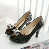 Female Stiletto High Heel Shoes Woman Pumps Sexy Open Toe Fish Mouth Shoes Woman Bowknot Party Sandals Ladies Summer