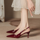 Breakj Women 2025 New Metal Fine Heel Tip One By One With The Royal Sister Sexy Red Leather Head