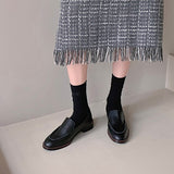 Size 34-39 Women Flats Shoes Real Leather 2023 Spring Thick Heels Shoes Woman Casual Loafers Office Lady Daily
