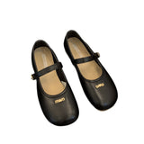 Breakj Temperament Mary Jane Shoes Women 2025 Autumn New Retro Buckle Single Shoes Flat Sole Round Leather
