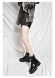 Botas Women Motorcycle Ankle Boots Wedges Female Lace Up Platforms Spring Black Leather Oxford Shoes Woman 2021 Botas