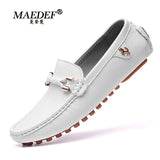 Loafers Men's Handmade Leather Shoes Casual Lazy Flat Driving Shoes High Quality Moccasin Boat Shoes Large Size