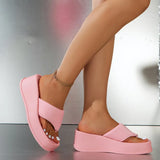 Breakj Slope With Font Slippers Female Women Slippers New Korean Version Of Thick Bottom Clip Toe Slippers