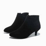 Suede Ankle Boot Mid Stiletto Heel Side Zip Pointed Toe Party Work Outdoor Shoe Fine Heel Leopard Print