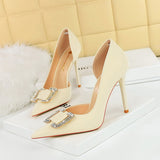 Breakj Sexy Nightclub Show Thin Side Hollow Out High-Heeled Shoes Women's Shoes Fine Heel Ultra High Heel Water Diamond Buckle Single
