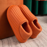 Waterproof Non-Slip Home Slippers Men Cotton Shoe EVA Slippers Winter Warm Indoor Ladies Soft Couples Platform Shoes