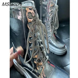 Women Silver Short Boots Belt Buckle Rhinestone Cross Strap Women's Mid Calf Boots Platform Motorcycle Martin Boots Trend