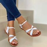2021 Summer Women Flat Sandals Gold Open Toe Beach Shoes Gladiator Cross Strappy Ladies Sandals Zapatos