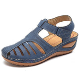 Summer Vintage Wedge Sandals Buckle Casual Sewing Women Shoes Female Ladies Platform Retro Sandalias Plus