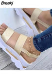 Women Sandals Summer Platform Sandals Wedges Shoes 2023 New Sandalias Mujer Lightweight Soild Color Open Toe Sandals for