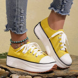 Chunky Platform Sneaker Women 2024 Spring Plus Size Lace Up Canvas Shoes Woman Comfy Thick Bottom Sports Sneaker
