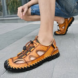 Men Summer Sandals 2023 New Casual Leather Beach Sandals Men's Shoes Free Shipping Breathable Comfortable Soft Roman Men
