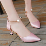 Low Pumps Summer Pointed Shoes Party Low Heel Shoes Woman New Sexy Black Pink Heels White Bridal Shoes Sandalha