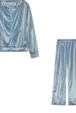 Juicy Diamonds Tracksuit Women Velvet Zipper Long Sleeve Hooded Crop Top And Skinny Pants Two Piece Set Fashion