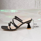 Breakj Fashion Women's Slippers Wear Women's High-Heel Slippers One-Character Square Head And Cool Slippers