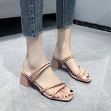 Breakj Coarse-Heeled Sandals Women In The Spring Of 2023 New With A Word Of Cool Slippers Women Wear Fashion High-Heeled