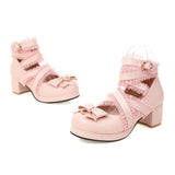 Platform Lolita Shoes Women 2022 Loli High Heel Woman Pumps Cross Bandage Girls Kawaii Cosplay Girl Mary Jane Shoe JK