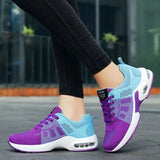 Women Lightweight Sneakers Outdoor Sports Breathable Mesh Comfort Running Shoes Air Cushion Lace Up Shoes Women