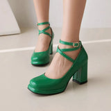 Women Gothic Mary Janes Platform Dress Cosplay Party Ankle Strappy Buckle Cross Strap Block Chunky Cuban High