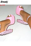 Dropship 2023 Summer Platform Woman Shoes Sandals Office Lady Cute Elegant High Heeled Women Sandals Shoes Big Size