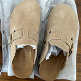 Summer Women's Closed Toe Cork Sandals Cow Suede Leather Clogs Slippers For Women Retro Fashion Garden Mule Clog