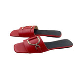 Breakj Color Large Square Head Metal Buckle Fluorescent Flat-Bottomed Slippers Women's Shoes Fashion