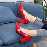 Shoes Women 2023 Pointed Shallow Mouth Shoes Women's Thick-heeled Fashion Shoes Plus Size 43 Zapatos Para