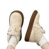 Breakj Travel Must Have Women's Shoes Cotton Shoes Women's Pure Color British Wind Warm Not Stuffy Feet Lovely Wind Comfortable New Snow
