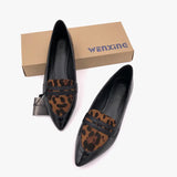 pattern/leopard pointed toe women flats single shoes British slip on lazy soft leather casual loafers brand designer
