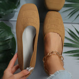 Breakj Size Fly Woven Single Shoes Female Spring Autumn New Square Head Low Heel Lazy Casual Mother