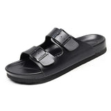 Women's PU Leather Mule Clogs Slippers High Quality Soft Cork Two Buckle Slides Footwear For Women Sandals Men Unisex