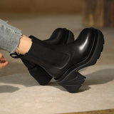 Boots for Women Fashion Ladies Shoes Winter Non Slip Round Toe Leather Ankle Boots 2021 Females White Leather