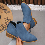 Breakj Head After The Zippered Martin Boots Large Size Leather Boots Solid Color Thin And Thick Leather And Ankle