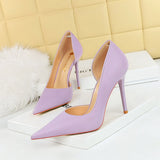 Breakj Korean Version Of Fashion Simple Pedicure Show Thin Heel Ultra High Heel Shallow Mouth Tip Side Hollow Out Single Shoes Women's High